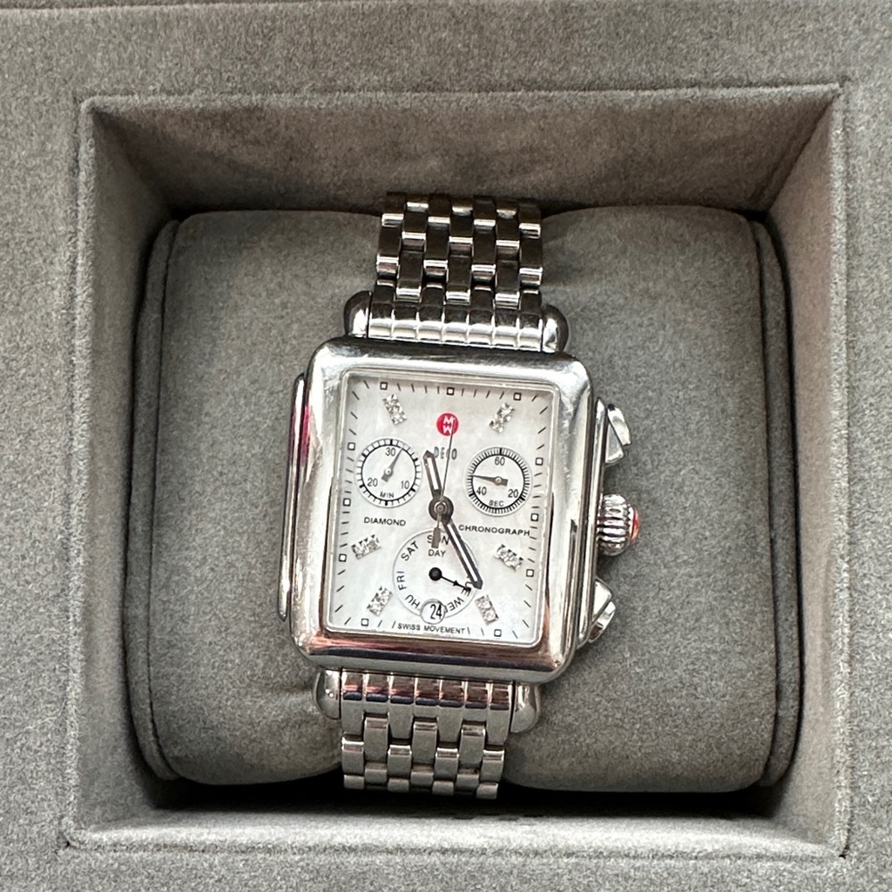 Michele Silver Chronograph Watch